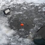 ice angler using sonar