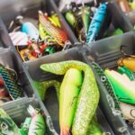 fishing baits and accessories in tackle box